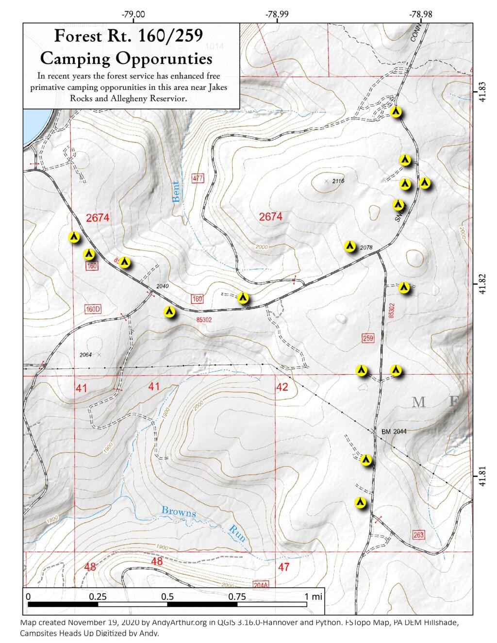 Forest Route 160 And 259 Camping Opporunity