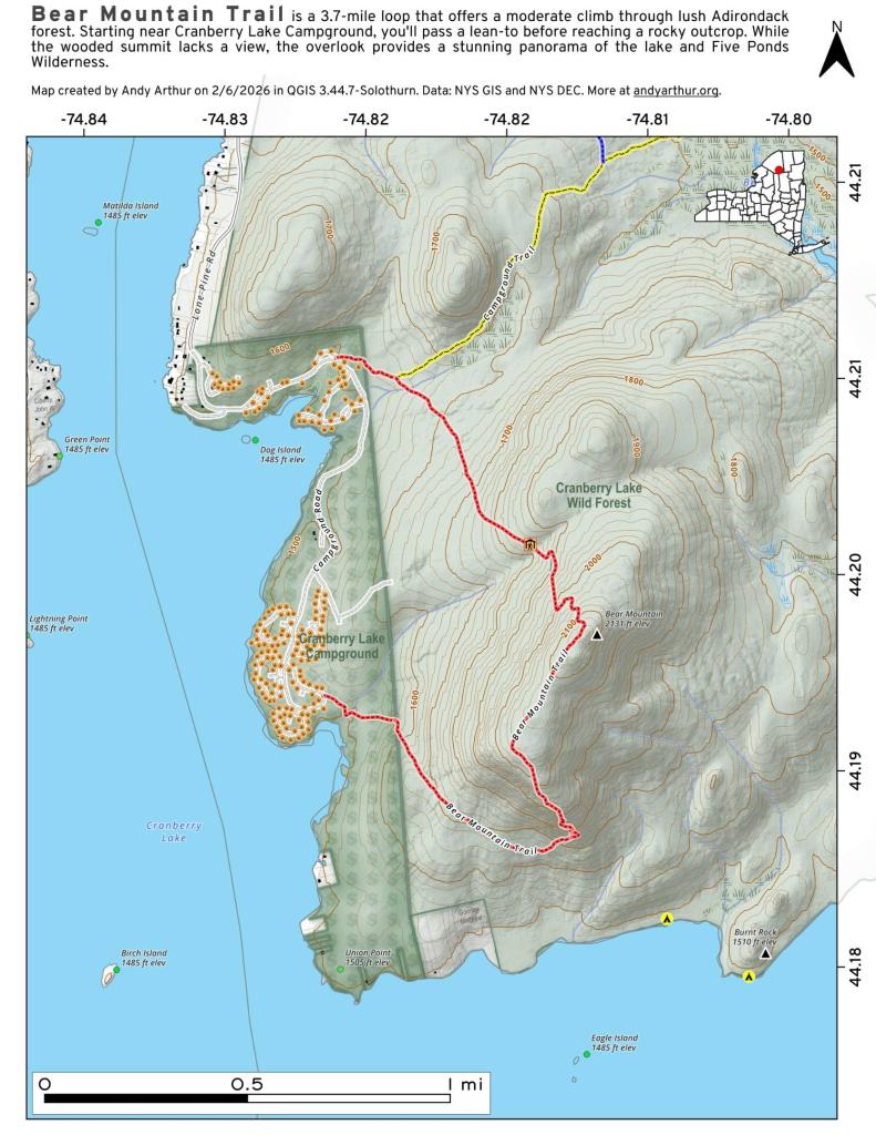 Bear Mountain Trail on Cranberry Lake