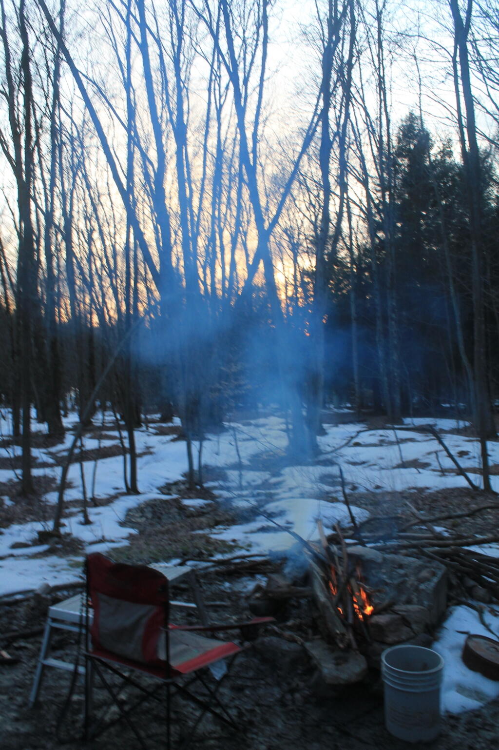Photo: Getting a Fire Going Back at Camp Photo: Getting a Fire Going Back at Camp