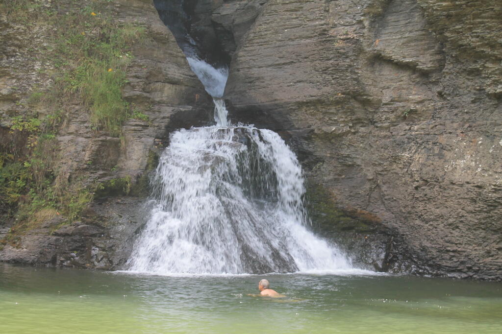 Photo: Swimmer Below Lower Falls Photo: Swimmer Below Lower Falls