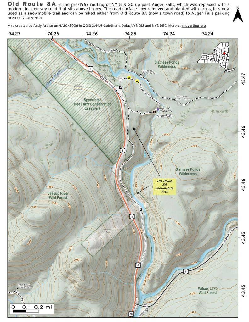 Map: Old Route 8A Snowmobile Trail