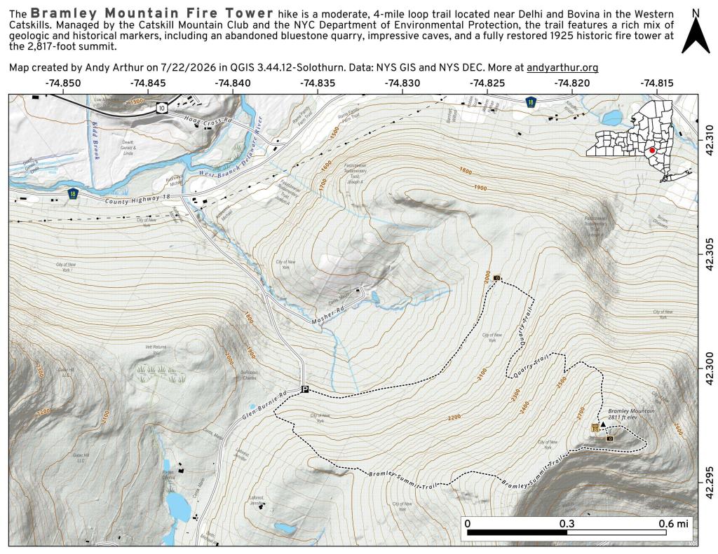 Map: Bramley Mountain Firetower