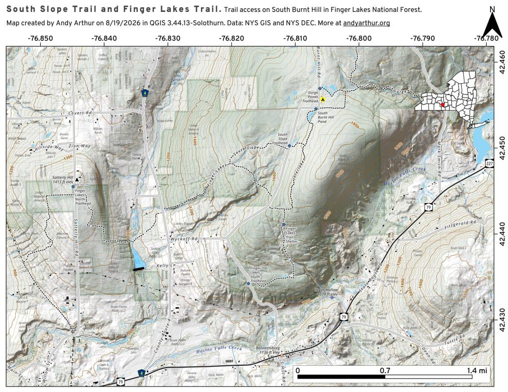 Map: South Slope Trail and Finger Lakes Trail Map: South Slope Trail and Finger Lakes Trail